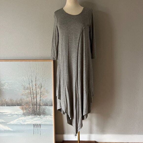 Soft Surroundings Alexandra Stretchy Jersey Knit L/S Maxi Dress heather grey sm - Picture 4 of 8